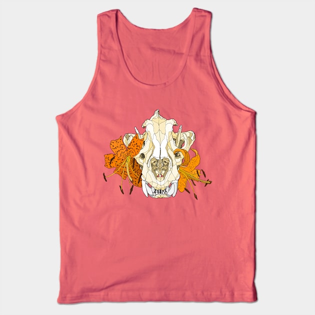 Tiger Skull with Tiger Lilies Tank Top by Tinker and Bone Studio